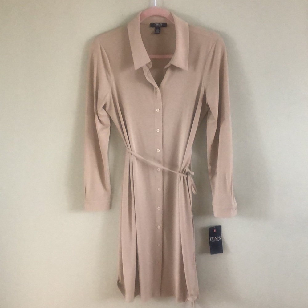 Chaps nude, long sleeve dress